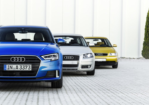 Drei Generationen des Audi A3.