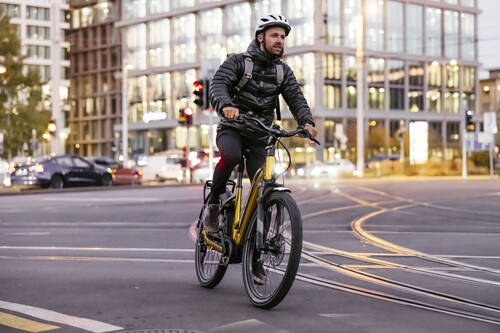 Fahrradfahrer in der Stadt.