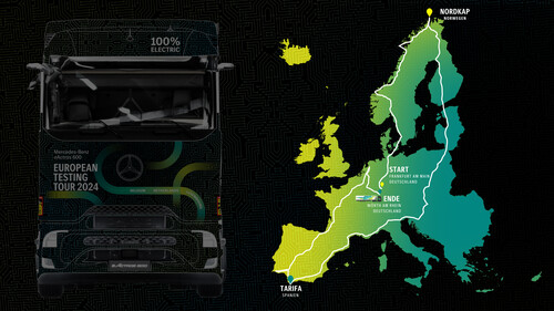 Mercedes-Benz e-Actros 600 Test-Tour durch Europa.