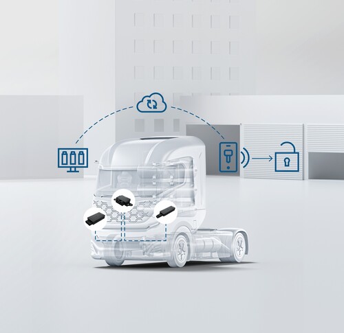 Nutzfahrzeughersteller haben die Möglichkeit, ihre Fahrzeugflotte mit dem Fleet Management Xtended Access Kit von Bosch nachzurüsten.