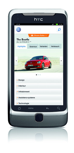 Volkswagen präsentiert mobile Website.