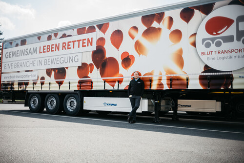 Werbung für die Typisierungsaktion auf der IAA Transportation.