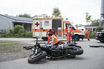 Verkehrsunfall mit Motorradfahrer.